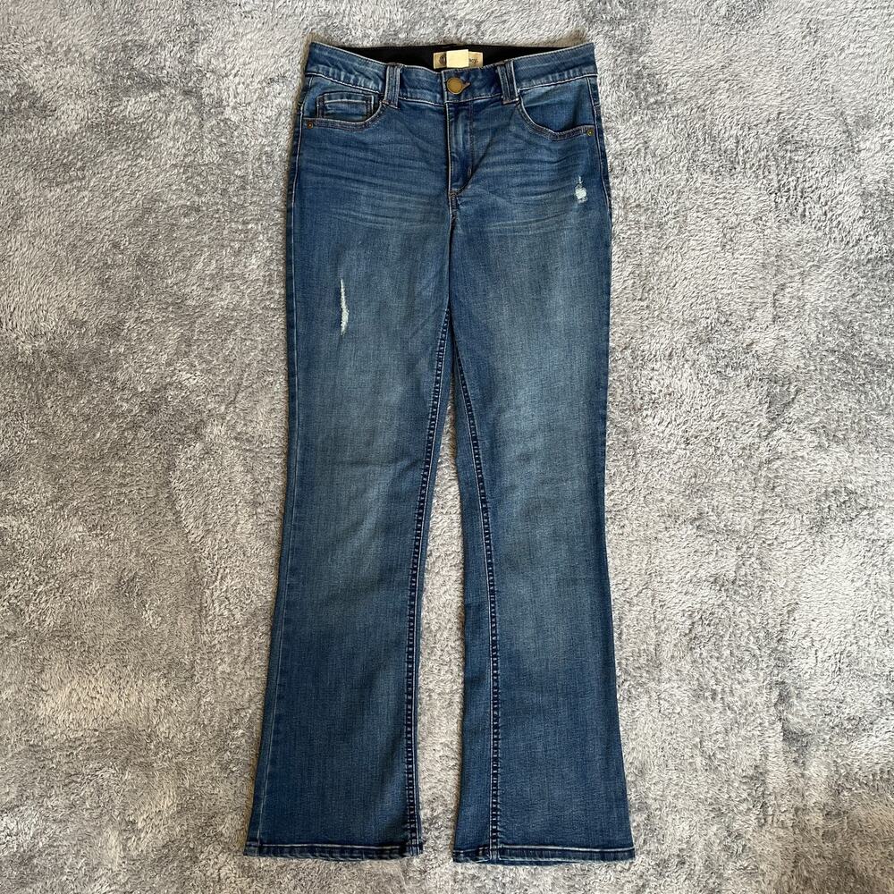 Democracy Ab Technology Medium Wash Distressed Flare Bootcut Jeans Womens Size 6
